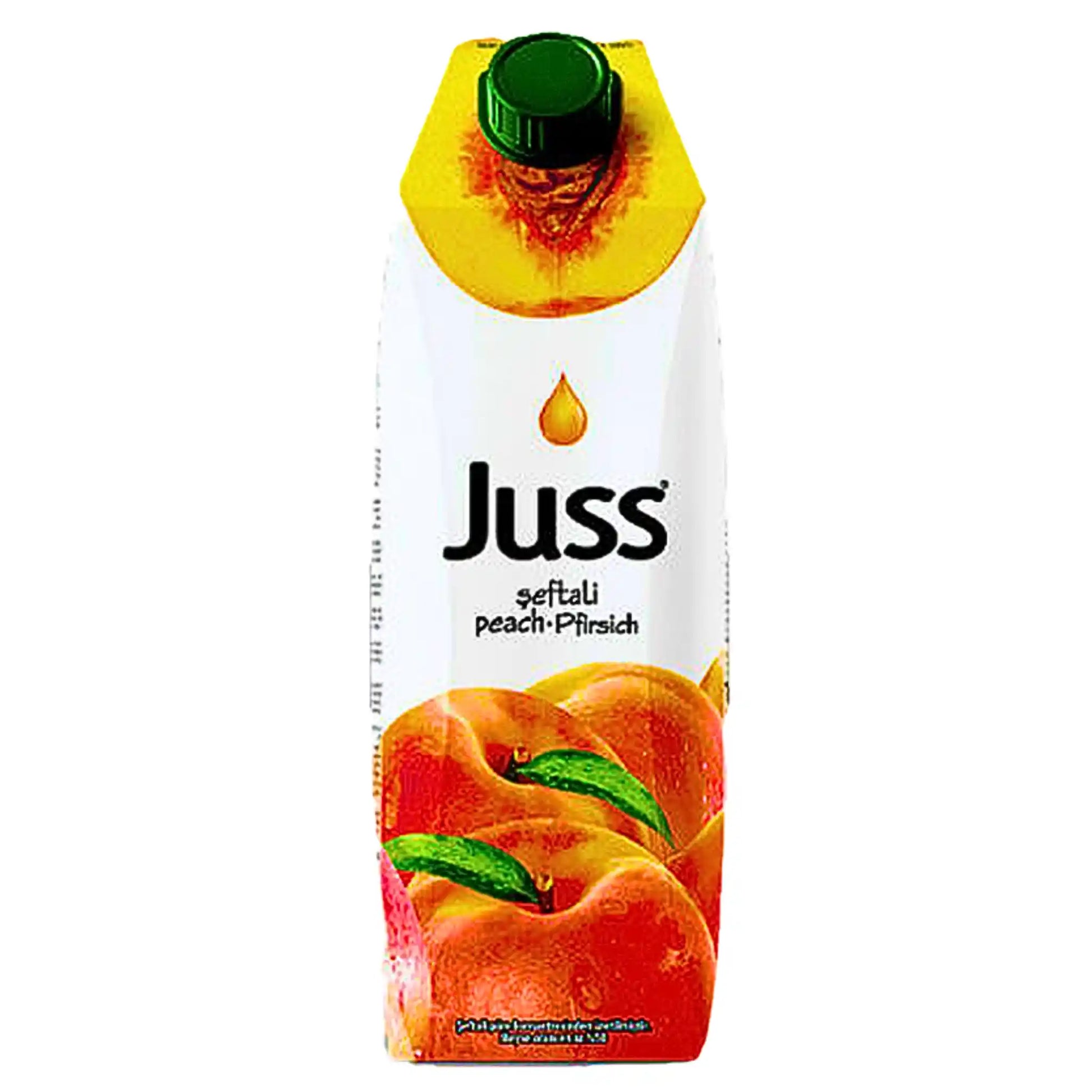 Juss persikajuice 1 liter med persikobilder på förpackningen, orientalisk dryck.