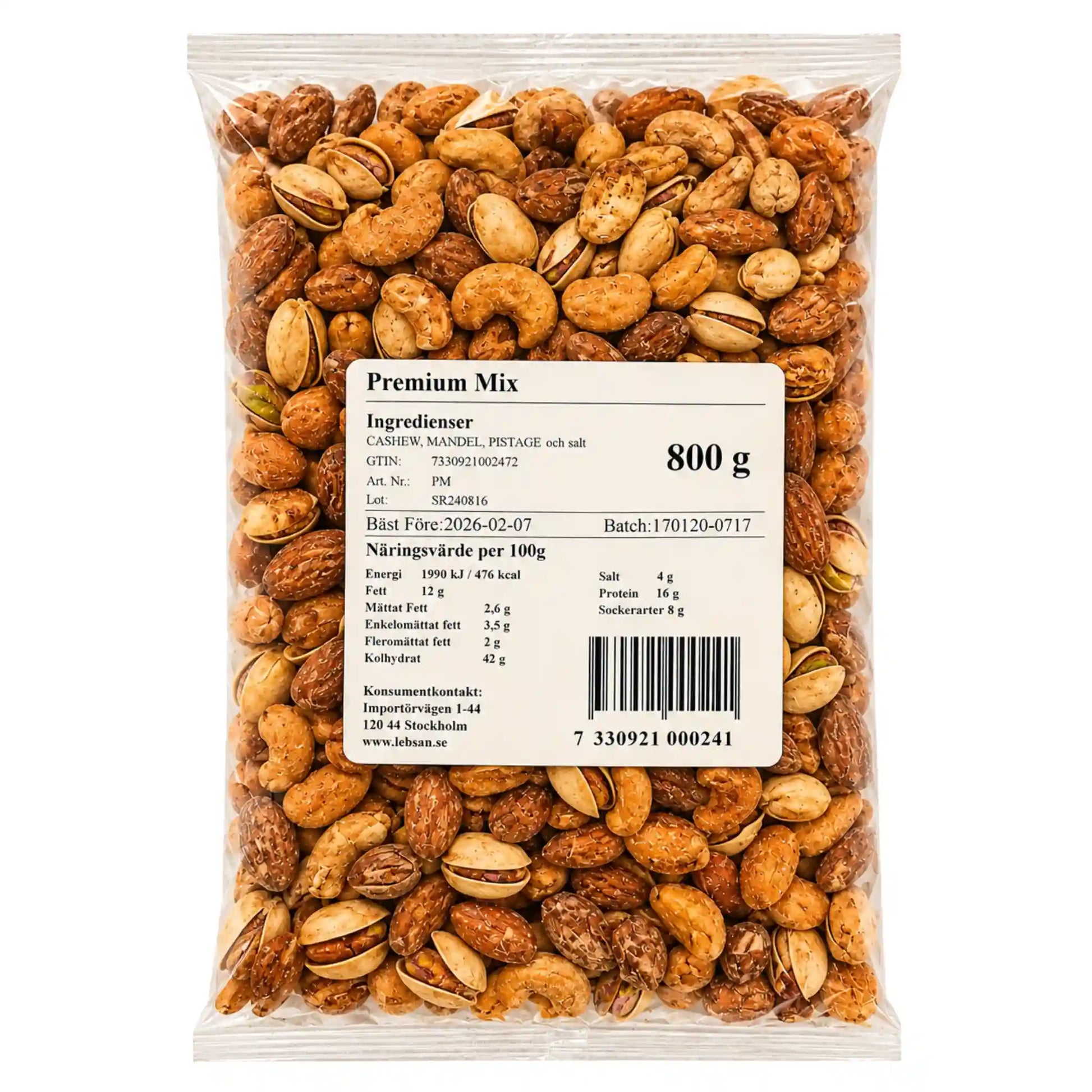 Påse med lyxig nötmix, 800 g, med etikett
