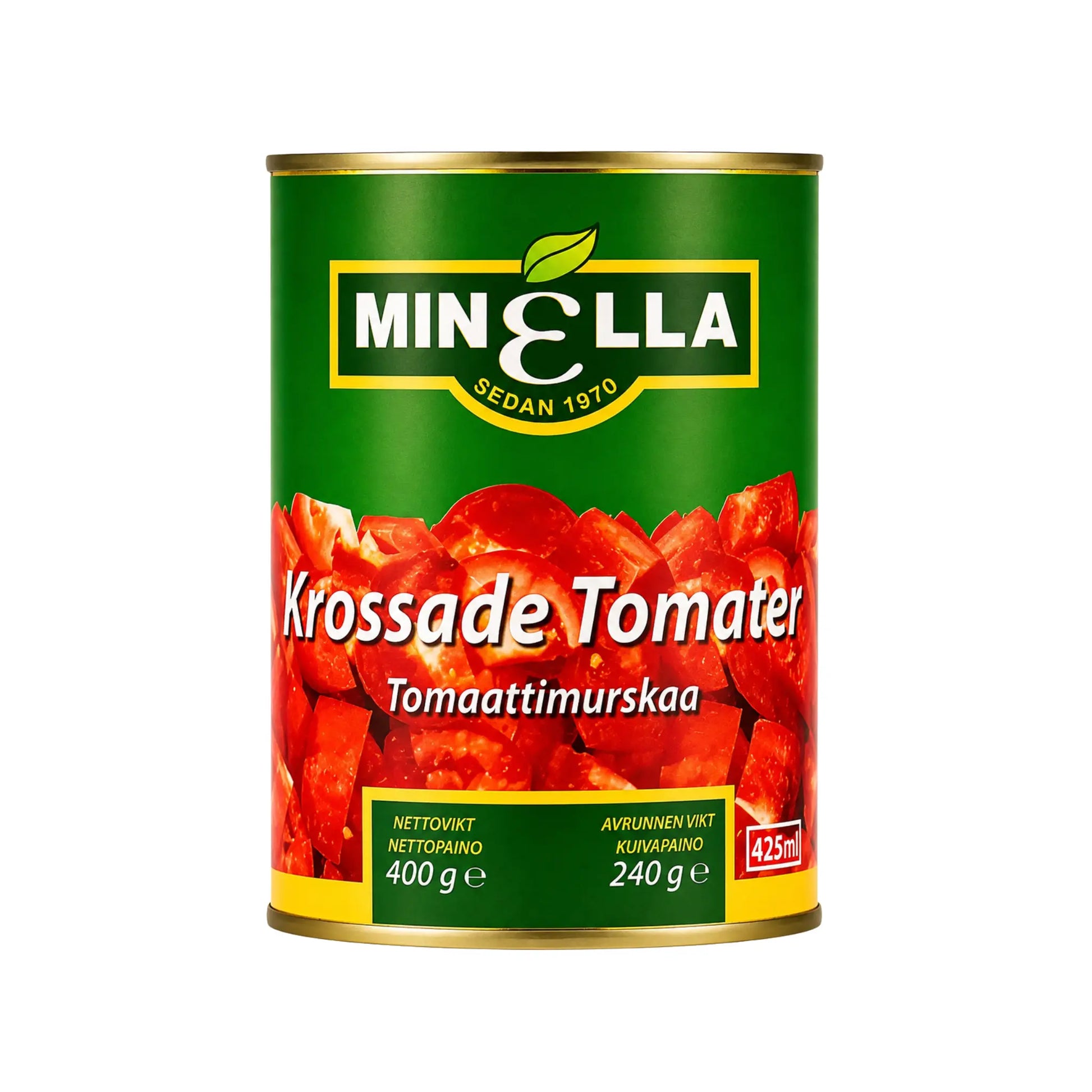 Minella krossade tomater på burk, 400 g, grön etikett