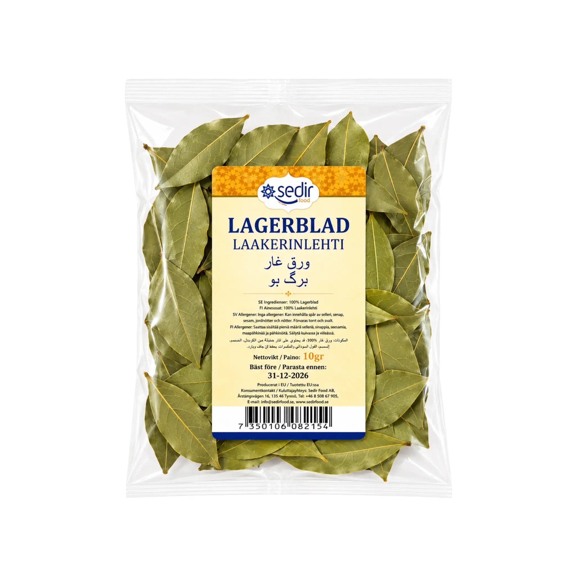 Påse med torkade lagerblad i plast, Sedir-märkt