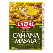 Lazzat Chana Masala kryddmix 100g för kikärtsgryta, färgglad förpackning med citron och lök