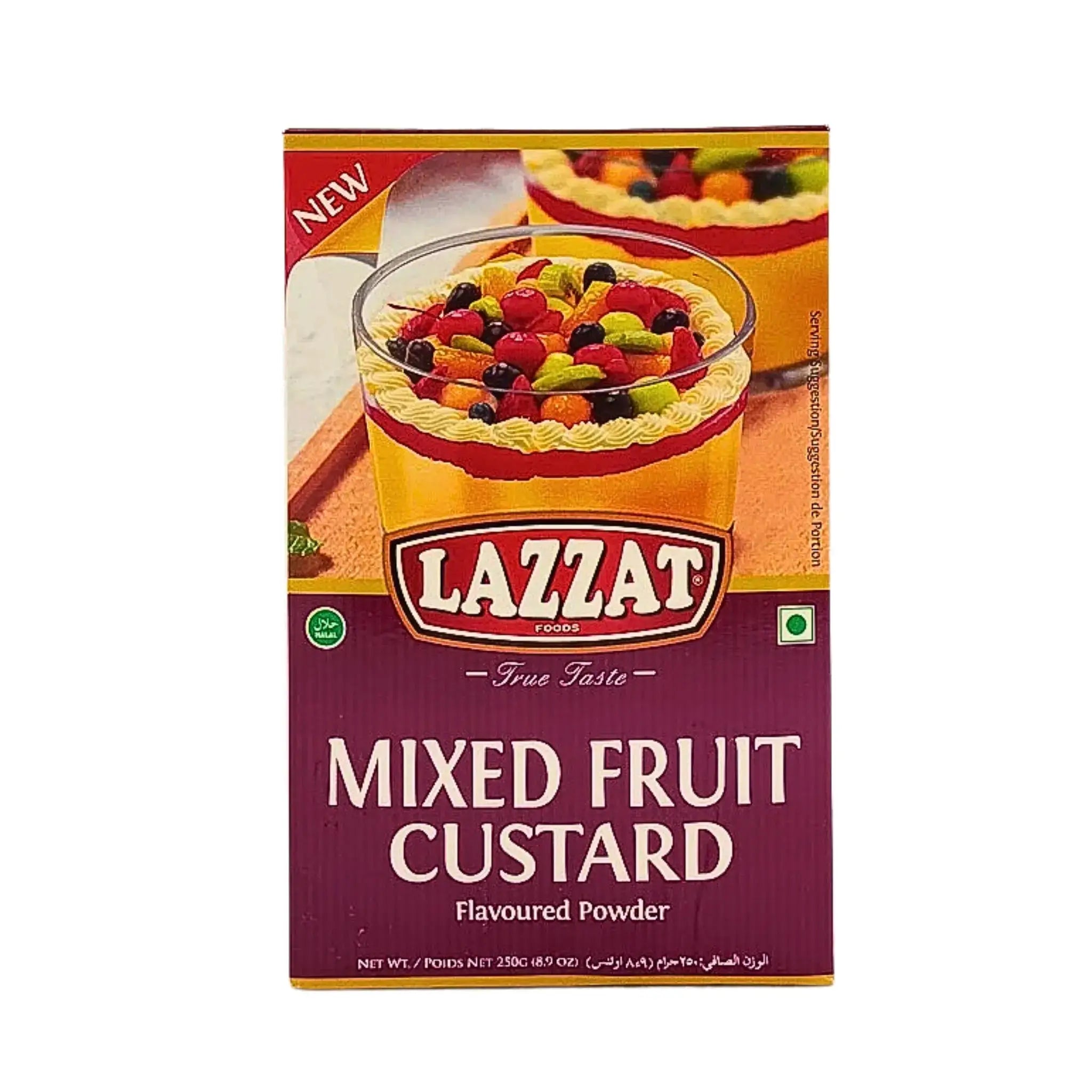 Lazzat mixed fruit custardpulver 250g för fruktig dessert, orientaliskt livsmedel.