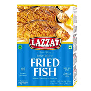 Kryddmix för stekt fisk, Lazzat förpackning med bild på stekta fiskar och citronklyftor