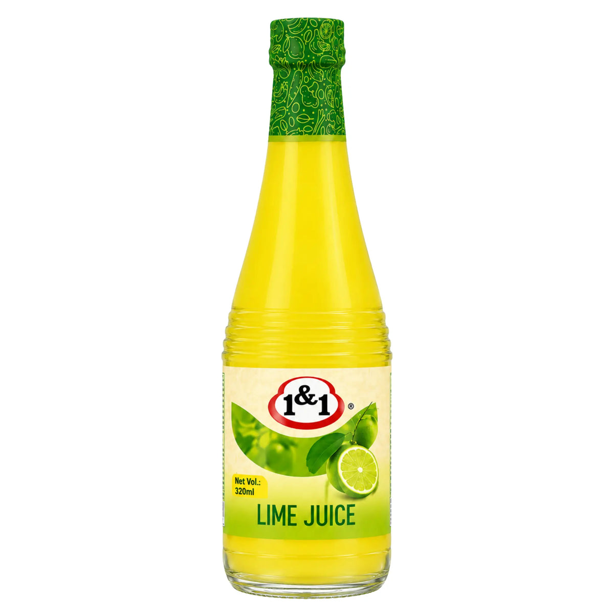 Flaska limejuice 320 ml med etikett och kork