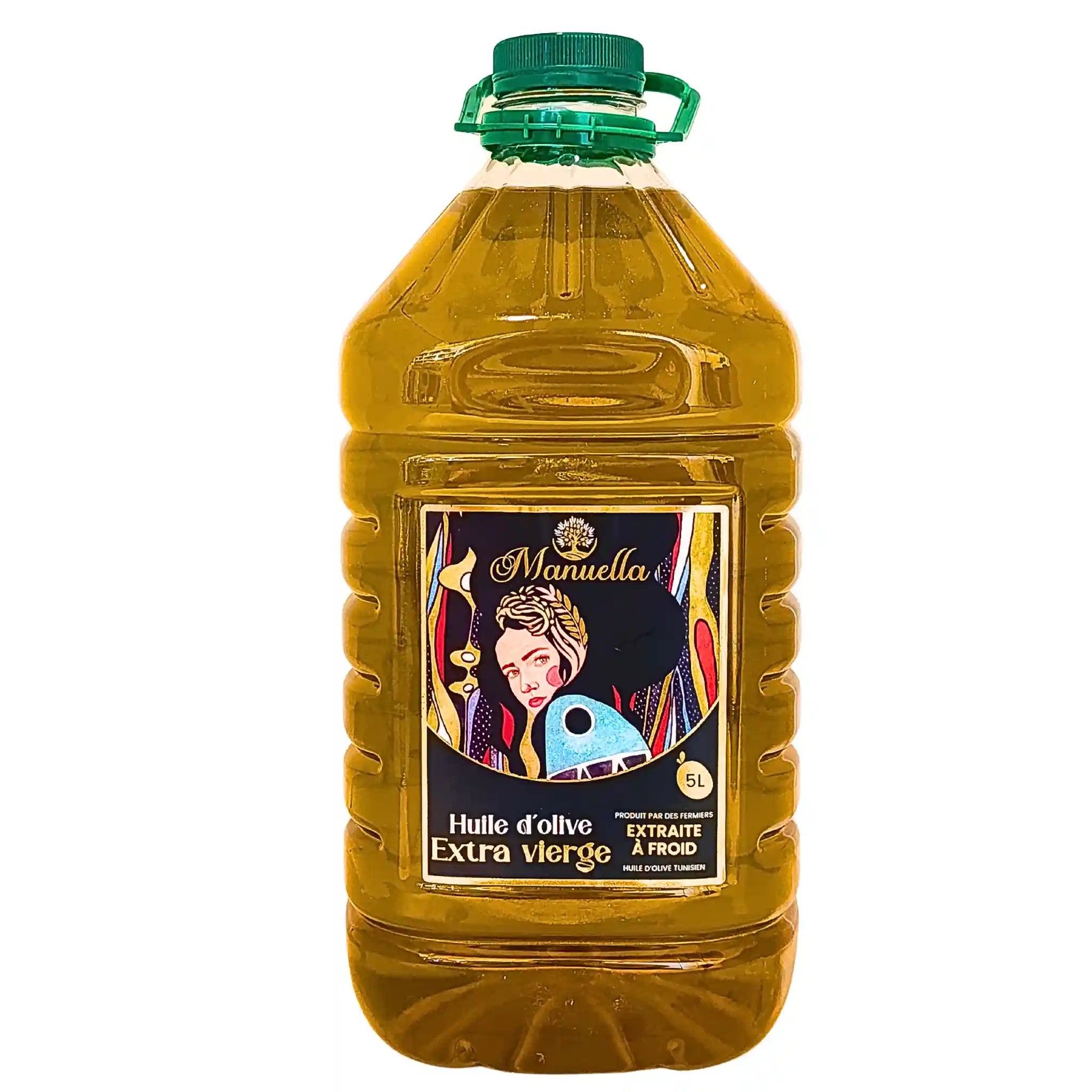 Manuella extra jungfruolivolja 5L PET-flaska med färgrik etikett, orientaliska livsmedel