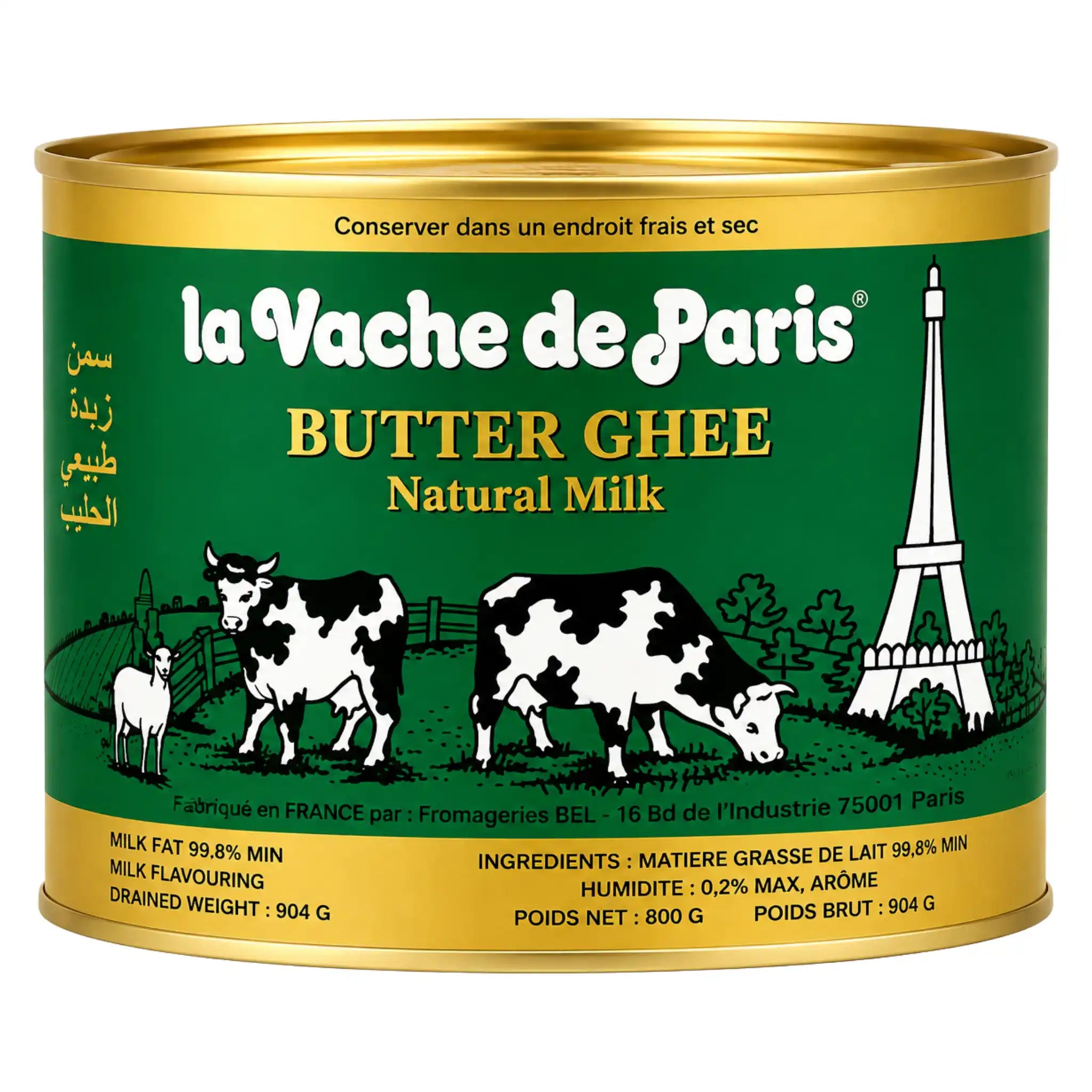 La Vache de Paris smörghee i metallburk med gul och grön etikett