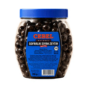 CEBEL svarta oliver i glasburk med blått lock, 700 g