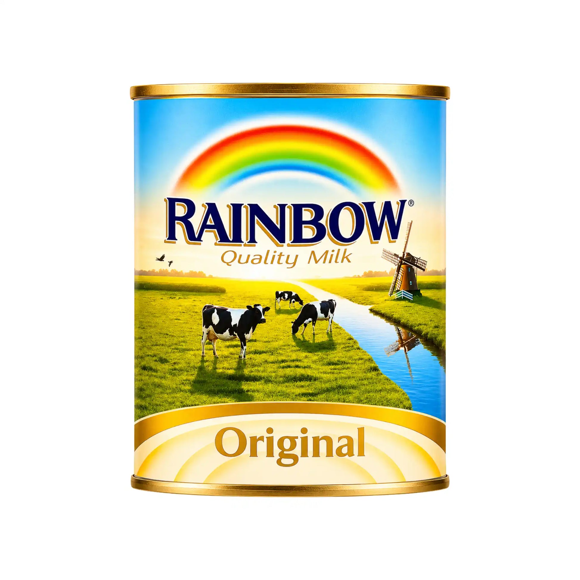 Rainbow kondenserad mjölk, Original, förpackning i metallburk