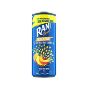 Rani Float cocktail burk blandad fruktdryck med fruktbitar på vit bakgrund