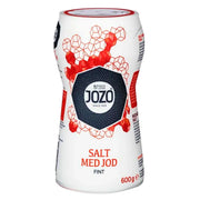 Jozo fint salt med jod, vit och röd 600g förpackning, livsmedel produktbild
