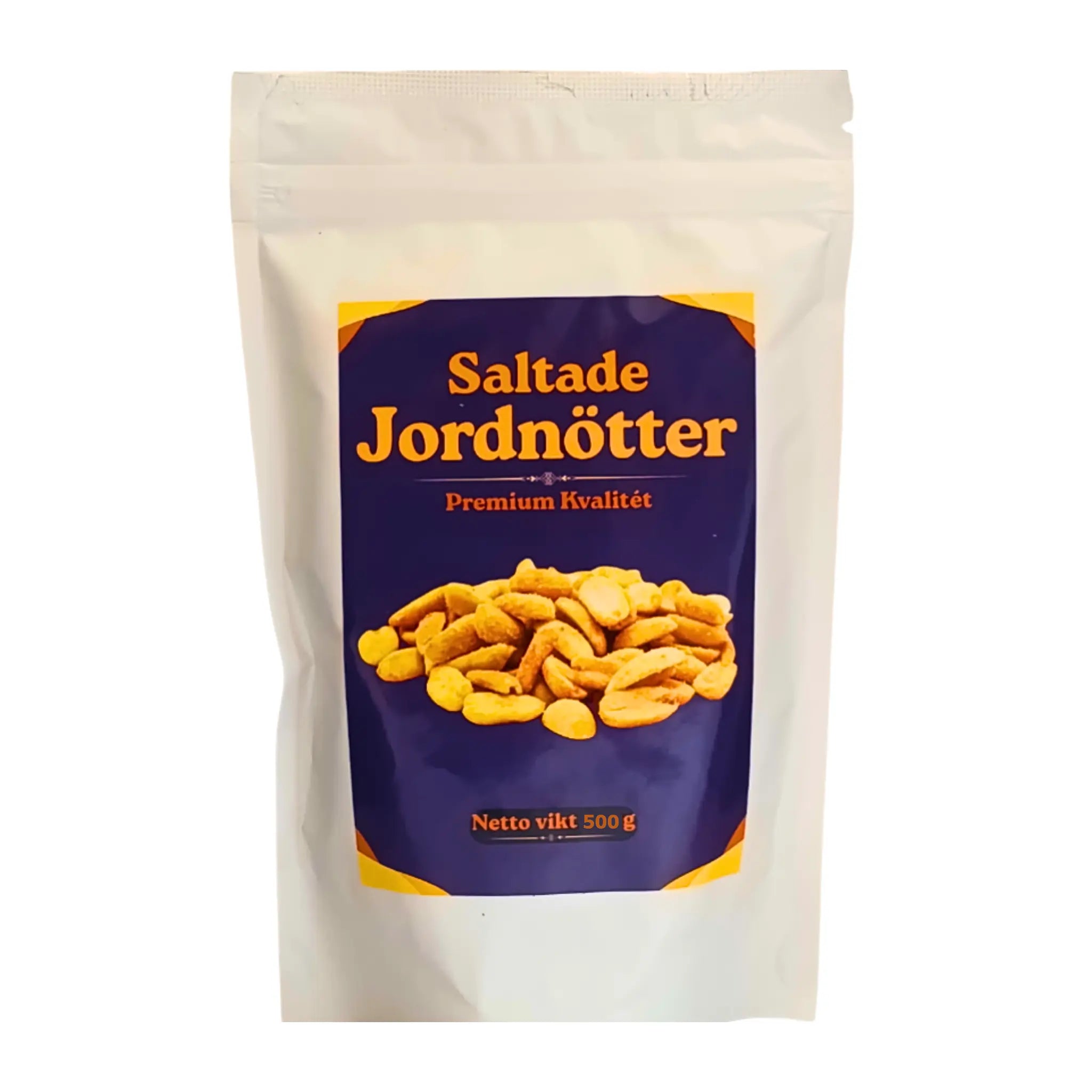 Saltade jordnötter i påse, netto vikt 500 g