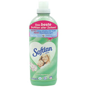 Softlan sköljmedel Springfresh grön flaska med hjärta, blommor och leende personer