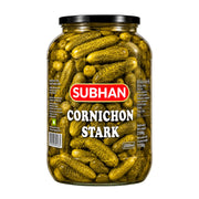 Cornichon i glasburk med lock, inlagda smågurkor starka