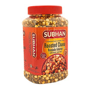 Burk med Subhan rostade kikärtor med skal, 500g, på vit bakgrund.
