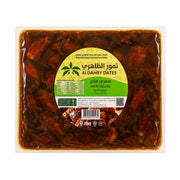 Förpackade saffri-deluxe dadlar, 1 kg, ljusbrun frukt i genomskinlig plast