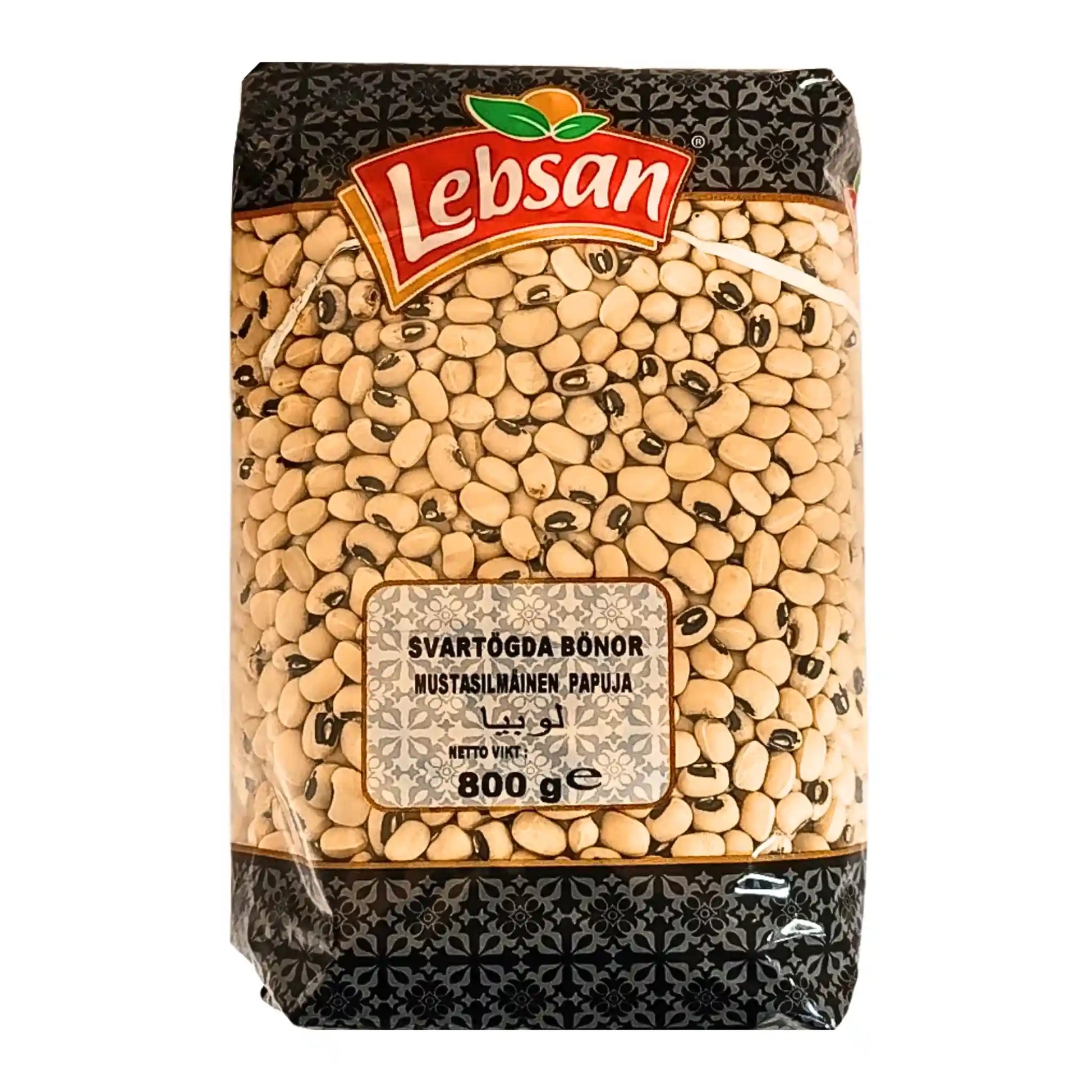 Förpackning med 800g svarta ögonbönor, Lebsan, orientaliska torrvaror
