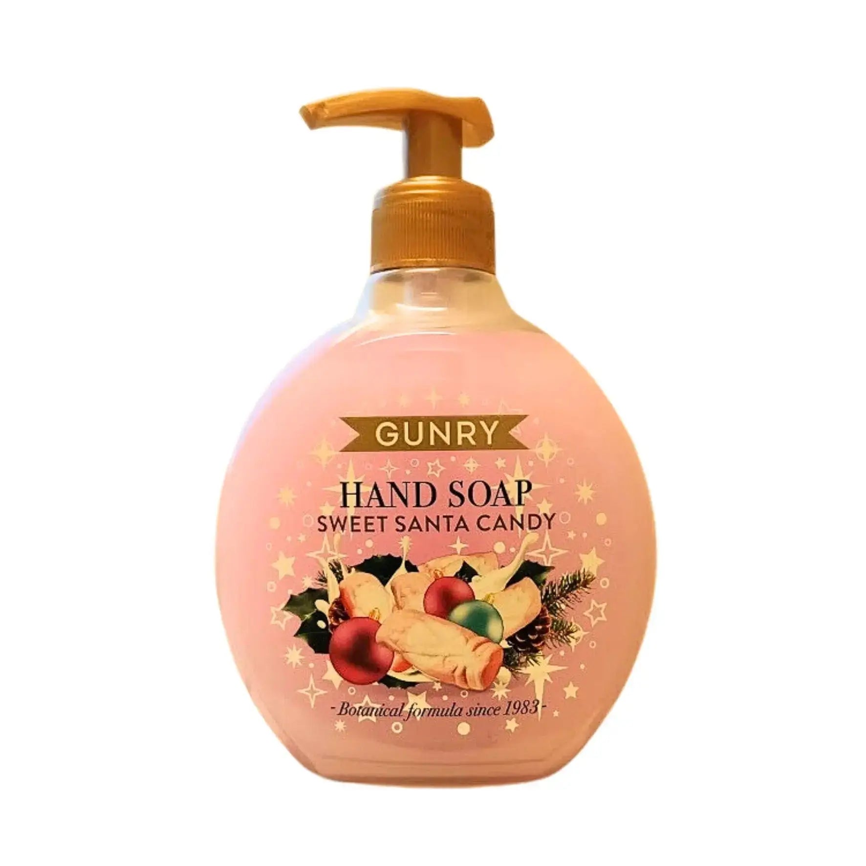 Gunry flytande handtvål Sweet Santa Candy med julmotiv, rosa flaska med pump