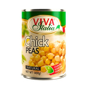 Burk med kikärtor 400g, Viva Italia, grön etikett, bild på kikärter
