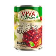 Konservburk med röda kidneybönor, Viva Italia, 400g, röd och grön etikett på vit bakgrund